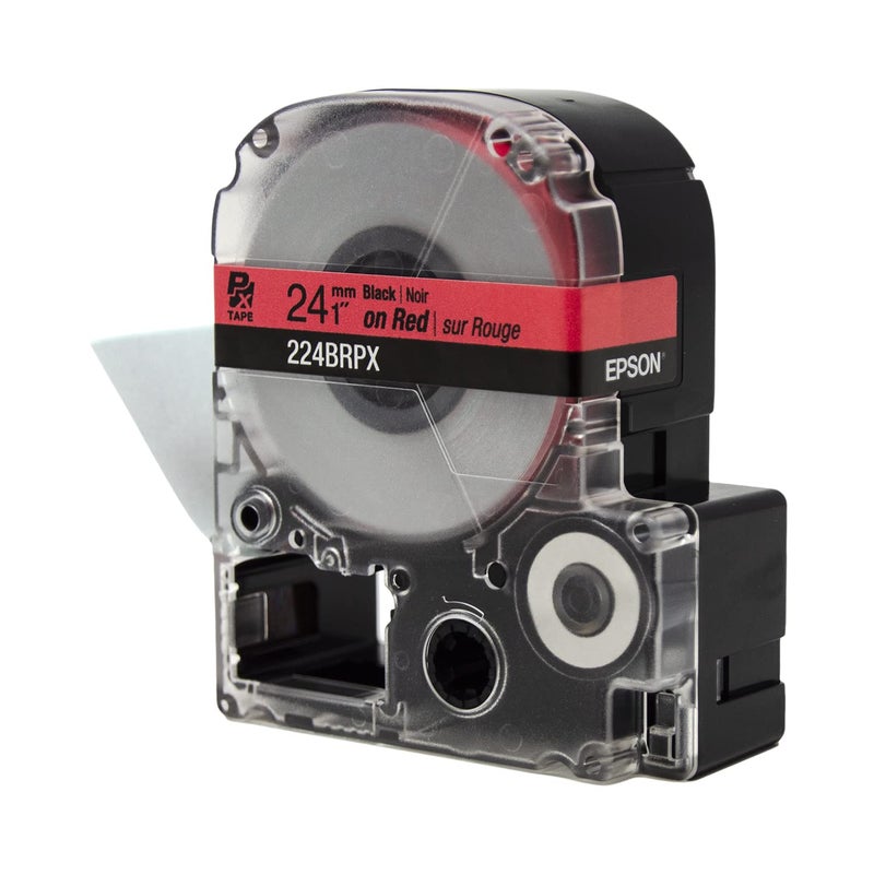 LABELWORKS Epson LABELWORKS 224BRPX PET (Polyester) Tape Cartridge - Black on Red Label Maker Tape - 1"" (24MM) Wide  30' - Image 3